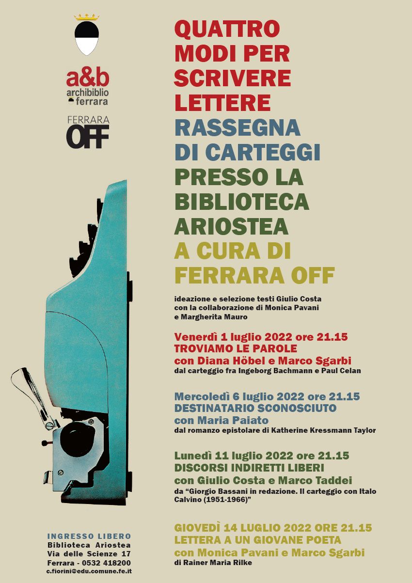 Quattro modi per scrivere lettere': a palazzo Paradiso quattro serate  dedicate ai carteggi letterari - FILO Magazine - L'agenda eventi di Ferrara