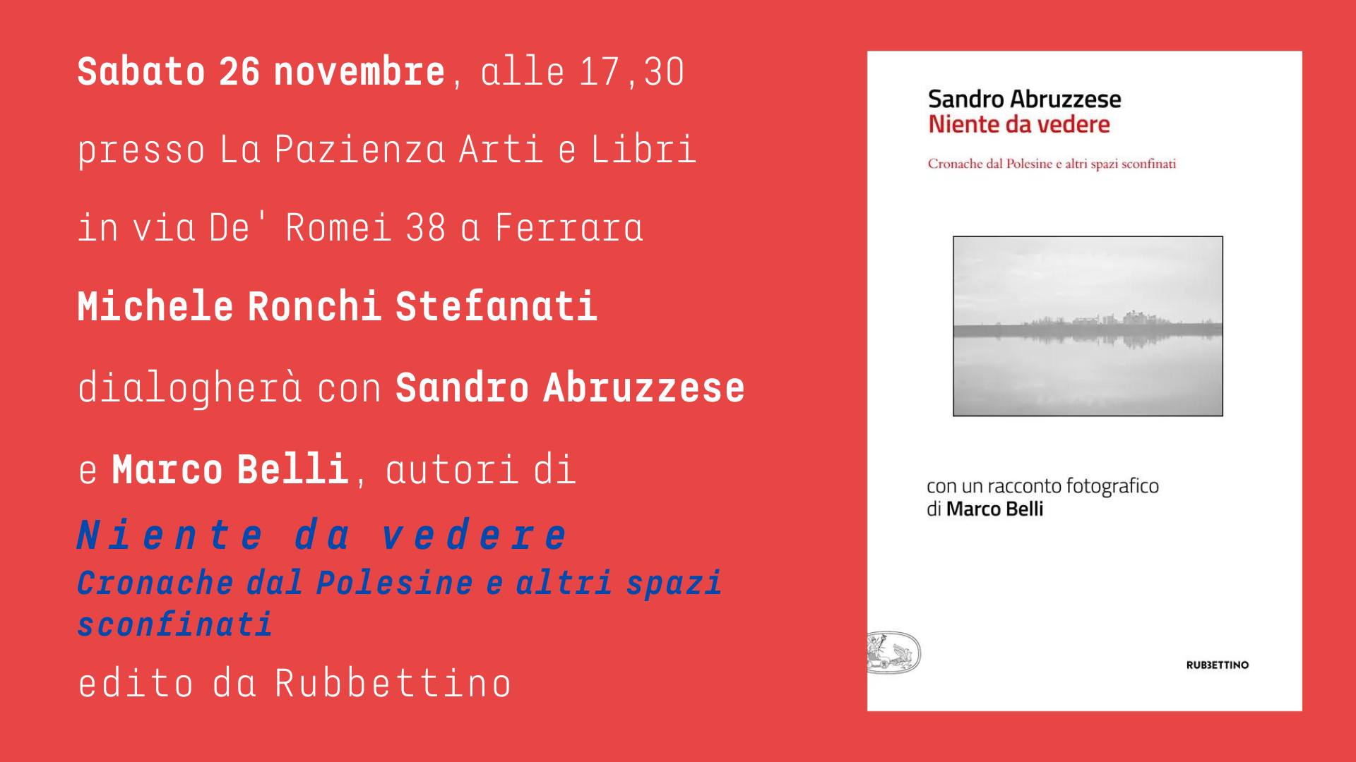Presentazione del libro Niente da vedere di Sandro Abruzzese - FILO  Magazine - L'agenda eventi di Ferrara